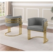 Best Quality Furniture Gray Teddy Fabric Side Chairs with Gold Chrome
