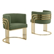 Best Quality Furniture Green Teddy Fabric Side Chairs with Gold Chrome