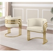 Best Quality Furniture Cream Teddy Fabric Side Chairs with Gold Chrome