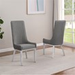 Best Quality Furniture Tall Pleated Back Teddy Fabric Side Chairs in Gray
