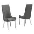 Best Quality Furniture Tall Pleated Back Teddy Fabric Side Chairs in Gray