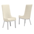 Best Quality Furniture Tall Pleated Back Teddy Fabric Side Chairs in Cream