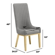 Best Quality Furniture Tall Pleated Back Teddy Fabric Side Chairs in Gray