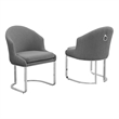 Best Quality Furniture Sled Side Chair with Gray Teddy Fabric and Pleated Back