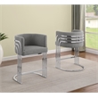 Best Quality Furniture Set of 2 Dark Gray Teddy Fabric Barstools with Chrome