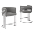 Best Quality Furniture Set of 2 Dark Gray Teddy Fabric Barstools with Chrome