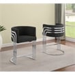 Best Quality Furniture Set of 2 Black Teddy Fabric Barstools with Chrome