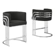 Best Quality Furniture Set of 2 Black Teddy Fabric Barstools with Chrome