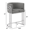 Best Quality Furniture Set of 2 Dark Gray Teddy Fabric Counterheight Chairs