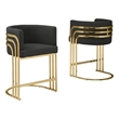 Best Quality Furniture Set of 2 Black Teddy Fabric Counterheight Chairs
