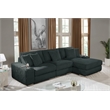 Best Quality Furniture Reversible Sectional in Fluffy Striped Dark Gray Fabric