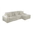 Best Quality Furniture Reversible Sectional in Fluffy Striped Smoke Gray Fabric