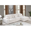 Best Quality Furniture Reversible Sectional in Fluffy Striped Beige Fabric