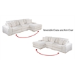 Best Quality Furniture Reversible Sectional in Fluffy Striped Beige Fabric