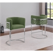 Best Quality Furniture Set of 2 Counterheight Chairs in Green Teddy Fabric