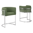 Best Quality Furniture Set of 2 Counterheight Chairs in Green Teddy Fabric