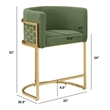 Best Quality Furniture Set of 2 Counterheight Chairs in Green Teddy Fabric