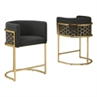 Best Quality Furniture Set of 2 Counterheight Chairs in Black Teddy Fabric