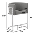 Best Quality Furniture Single Barstool in Gray Teddy Fabric and Chrome Base