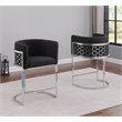 Best Quality Furniture Single Barstool in Black Teddy Fabric and Chrome Base