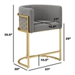 Best Quality Furniture Single Barstool in Gray Teddy Fabric and Chrome Base