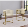 Best Quality Furniture Single Barstool in Cream Teddy Fabric and Chrome Base
