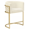 Best Quality Furniture Single Barstool in Cream Teddy Fabric and Chrome Base