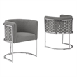 Best Quality Furniture Set of 2 Chairs in Gray Teddy Fabric and Chrome Base