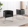 Best Quality Furniture Set of 2 Chairs in Black Teddy Fabric and Chrome Base