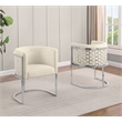 Best Quality Furniture Set of 2 Chairs in Cream Teddy Fabric and Chrome Base