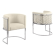 Best Quality Furniture Set of 2 Chairs in Cream Teddy Fabric and Chrome Base