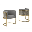 Best Quality Furniture Set of 2 Chairs in Gray Teddy Fabric and Chrome Base