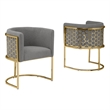 Best Quality Furniture Set of 2 Chairs in Gray Teddy Fabric and Chrome Base