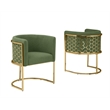 Best Quality Furniture Set of 2 Chairs in Green Teddy Fabric and Chrome Base