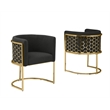 Best Quality Furniture Set of 2 Chairs in Black Teddy Fabric and Chrome Base