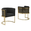 Best Quality Furniture Set of 2 Chairs in Black Teddy Fabric and Chrome Base