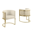 Best Quality Furniture Set of 2 Chairs in Cream Teddy Fabric and Chrome Base