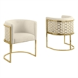 Best Quality Furniture Set of 2 Chairs in Cream Teddy Fabric and Chrome Base