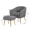 Best Quality Furniture 2pc Barrel Chair & Ottoman Set with Gray Boucle Fabric