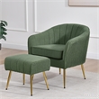 Best Quality Furniture 2pc Barrel Chair & Ottoman Set with Green Boucle Fabric