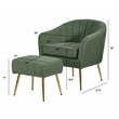 Best Quality Furniture 2pc Barrel Chair & Ottoman Set with Green Boucle Fabric