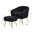 Best Quality Furniture 2pc Barrel Chair & Ottoman Set with Black Boucle Fabric