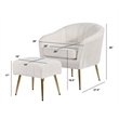 Best Quality Furniture 2pc Barrel Chair & Ottoman Set with Beige Boucle Fabric