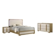 Best Quality Furniture Natural Wood Queen Bedroom Set with LED Headboard