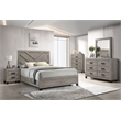 Best Quality Furniture Light Gray Wood 5 Pc Bedroom Set with King Panel Bed