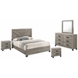 Best Quality Furniture Light Gray Wood 5 Pc Bedroom Set with King Panel Bed