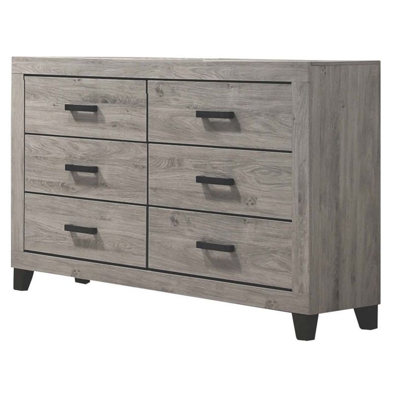 Best Quality Furniture Light Gray Wood 3 Pc Bedroom Set with King Panel Bed