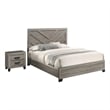 Best Quality Furniture Light Gray Wood 2 Pc Bedroom Set with King Panel Bed