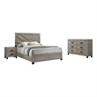 Best Quality Furniture Light Gray Wood 3 Pc Bedroom Set with Full Panel Bed