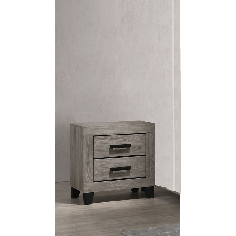 Best Quality Furniture Light Gray Wood 2 Drawer Nightstand